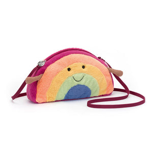 Plüsch-Umhängetasche – Lächelnder Regenbogen - tablude.com