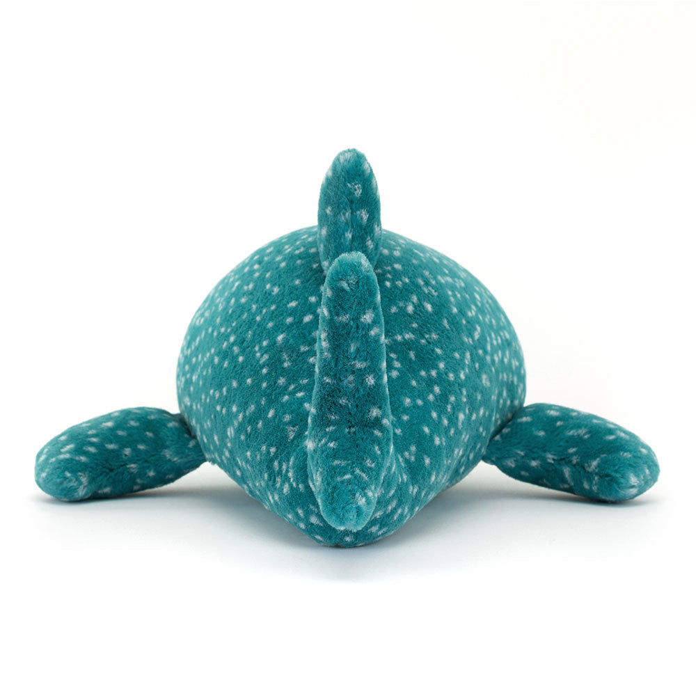 Plüsch Walhai Gobfrey 40 cm von Jellycat, weiches Kuscheltier in Blau mit weißen Punkten