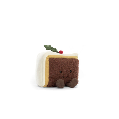 Jellycat Plüsch Weihnachtskuchen 10 cm weicher Kuschelweihnachtskuchen mit Gesicht und Deko