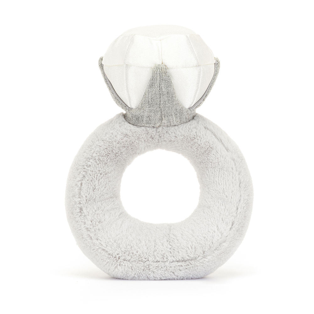 Jellycat Plüschring – Mit Diamant 20 cm weicher grauer Kuschelring mit lächelndem Gesicht