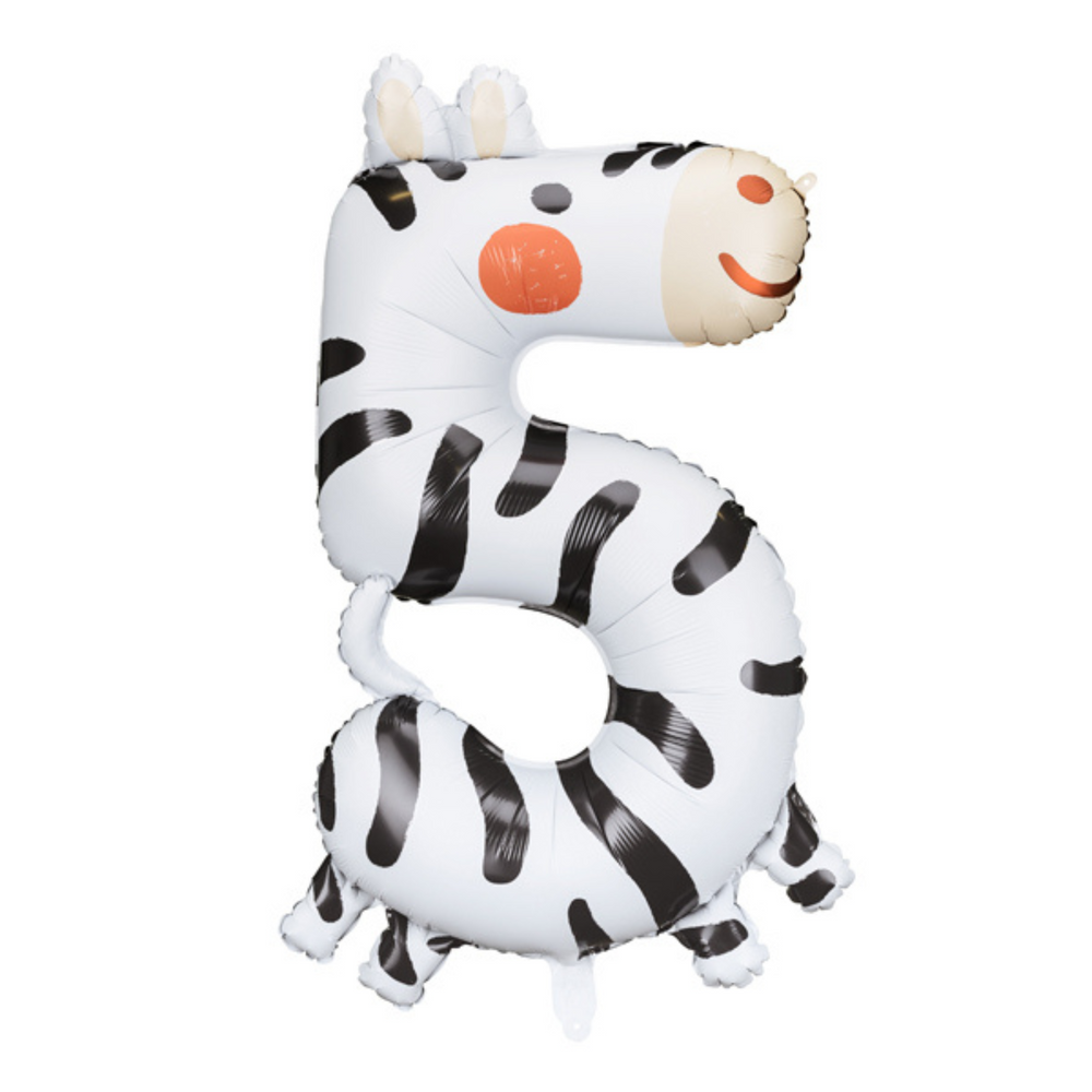 Folienballon 98 cm – Zahl 5 Zebra