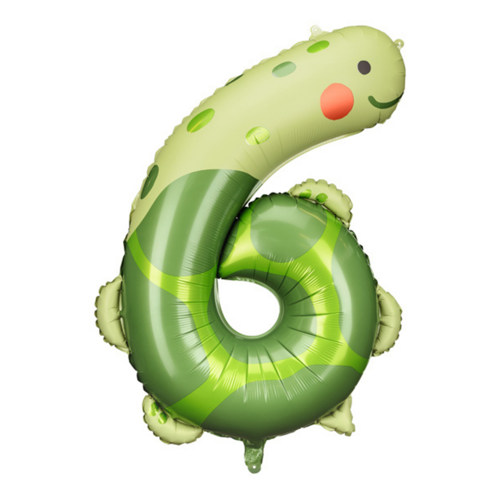 Folienballon 96 cm – Zahl 6 Schildkröte