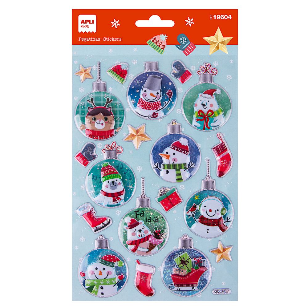Weihnachtsaufkleber – Weihnachtskugeln, Schneemann - tablude.com