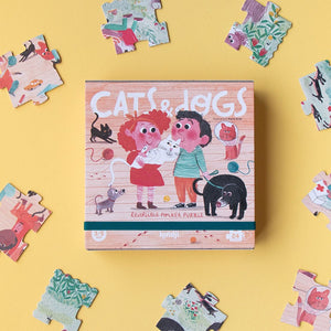 Zweiseitiges Puzzle für Kinder, 24 Teile – Katzen und Hunde - tablude.com
