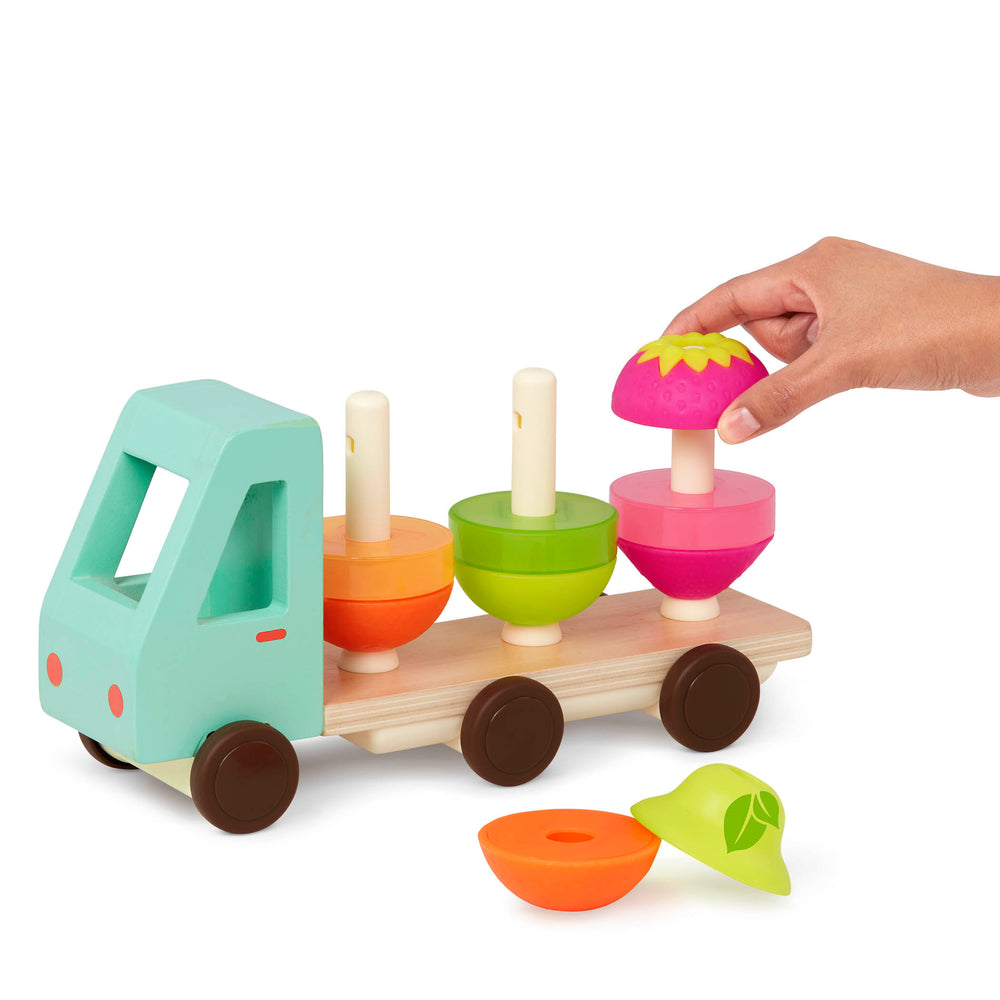 B. toys Holz-Lastwagen mit Obst Stack & Roll Fruit Truck