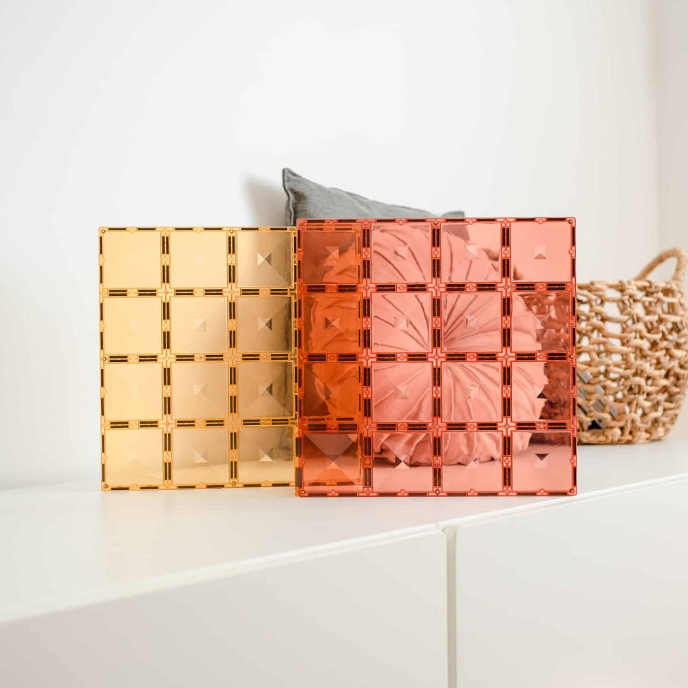 Magnetbausteine – Pastell-Zitrone & Pfirsich-Grundplatte 2 Teile - tablude.com