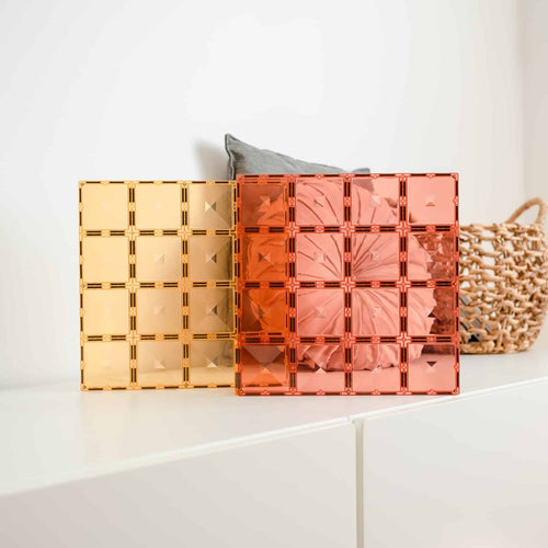 Magnetbausteine – Pastell-Zitrone & Pfirsich-Grundplatte 2 Teile - tablude.com