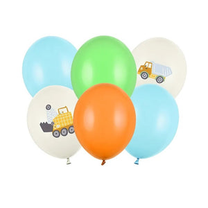Ballons, 6 Stück – Baufahrzeuge, 30 cm