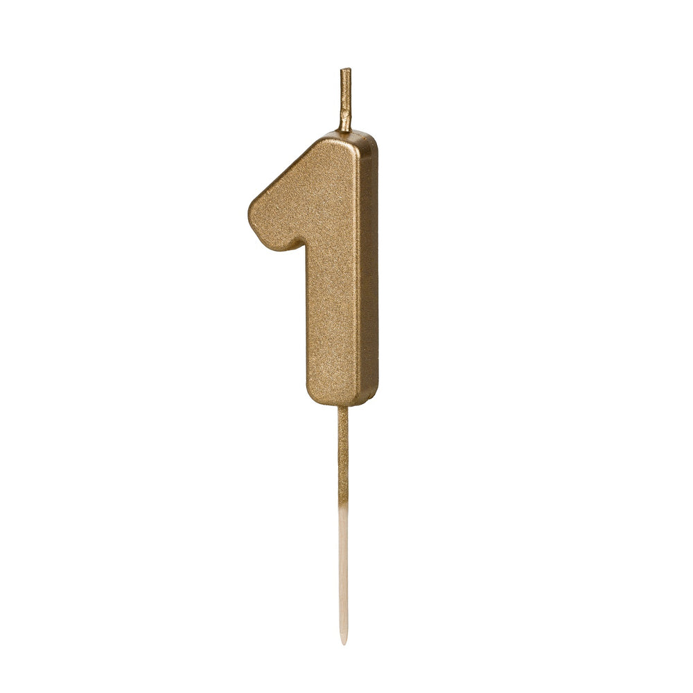 Geburtstagskerze 4,5 cm – Zahl 1 goldfarben