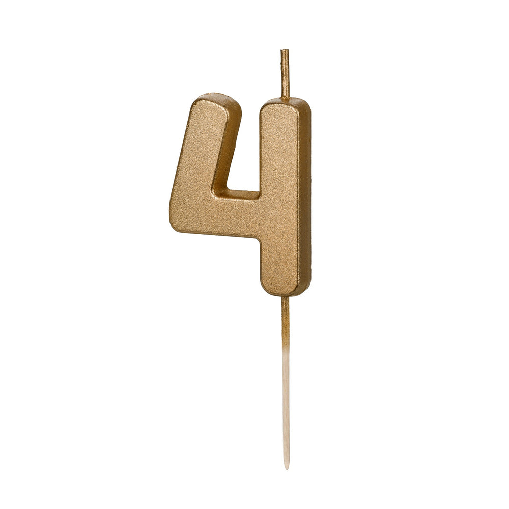 Geburtstagskerze 4,5 cm – Zahl 4 goldfarben
