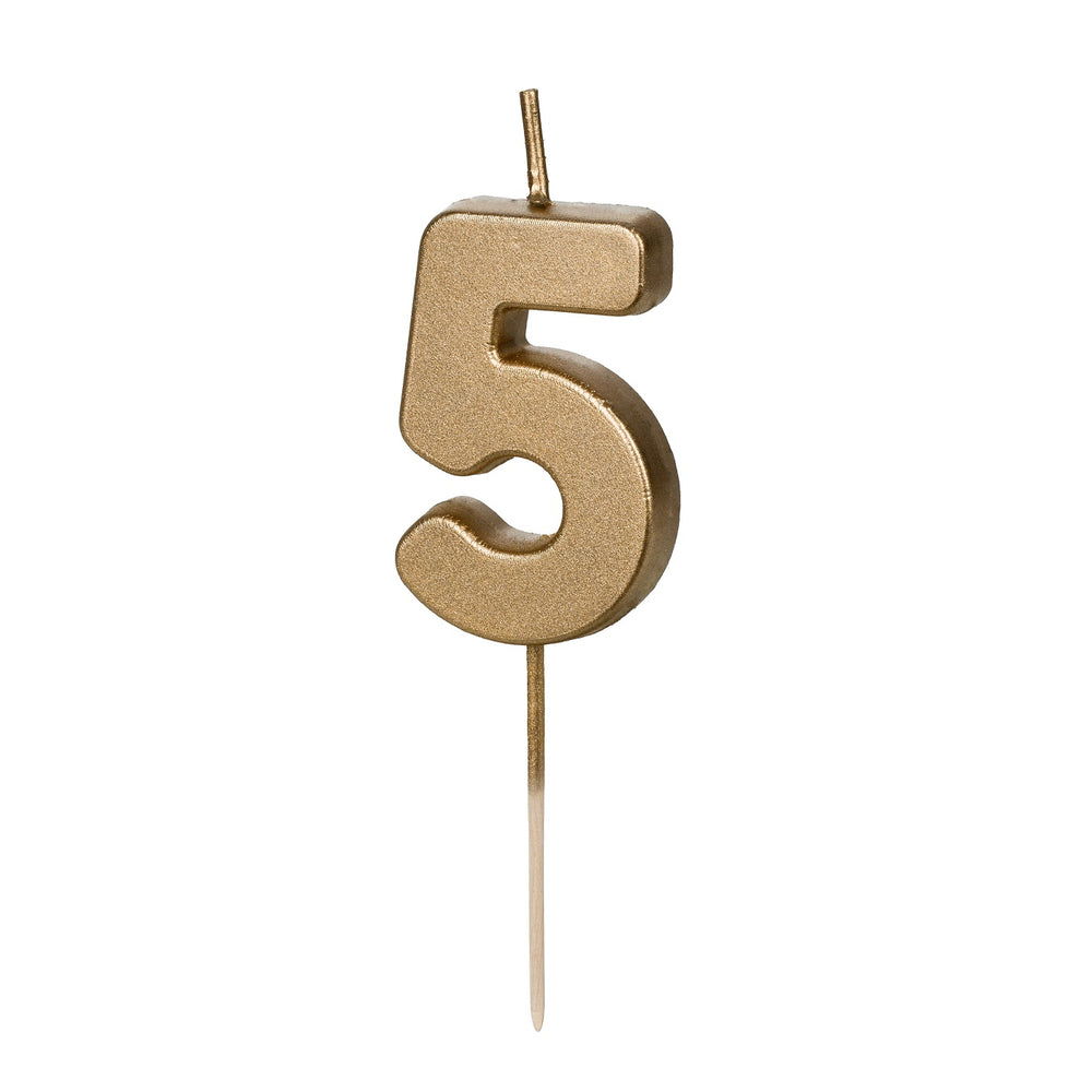 Geburtstagskerze 4,5 cm – Zahl 5 goldfarben