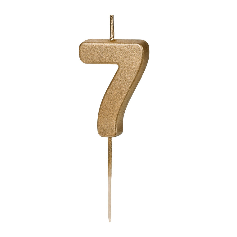 Geburtstagskerze 4,5 cm – Zahl 7 goldfarben
