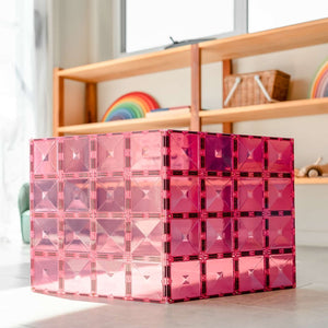 Magnetbausteine – Pastell-Rosa- & Beere-Grundplatte 2 Teile - tablude.com