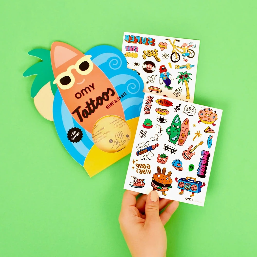 Tattoos für Kinder – Surf & Skate, 50 Stück - tablude.com