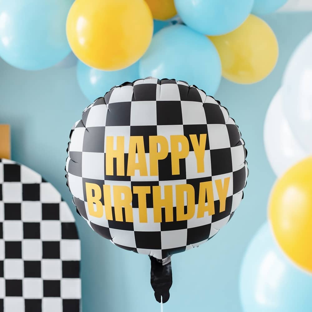 Folienballon – Schachbrett Happy Birthday 45 cm