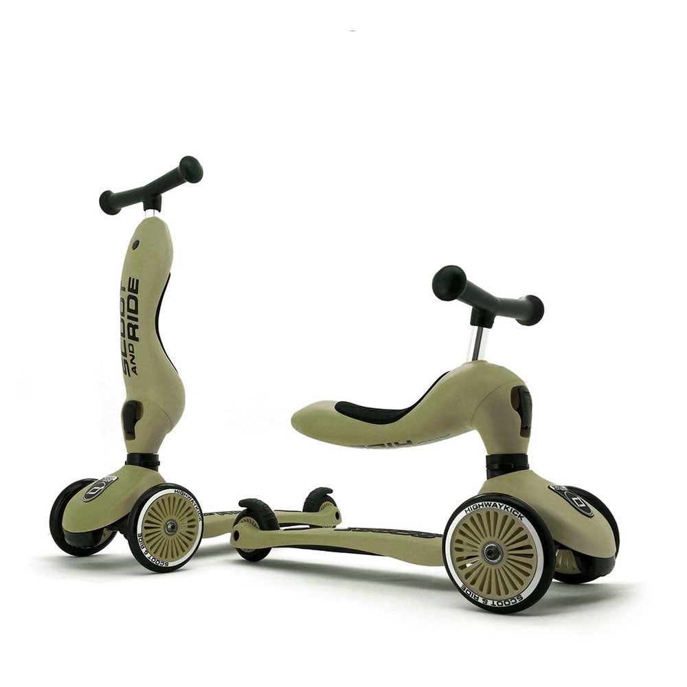 Laufrad und Fahrrad 2in1 Highwaykick  1-5 Jahre - Olive - tablude.com