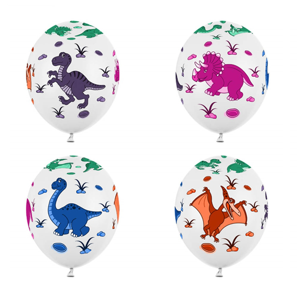 Ballons Strong 6 Stück – Dinosaurier Pastell Pure White 30 cm