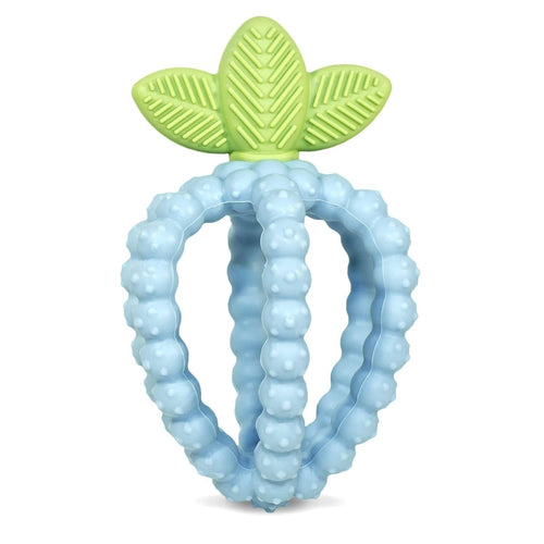 Beißring Saftige Himbeere mit Blättern – Blau