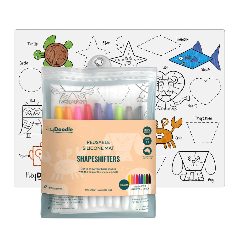 Große Silikonmatte zum wiederholten Ausmalen – Formen und Tiere - tablude.com