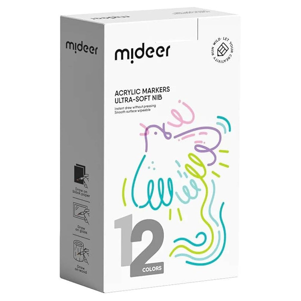Acrylmarker mit sehr weicher Spitze – 12 Farben - tablude.com