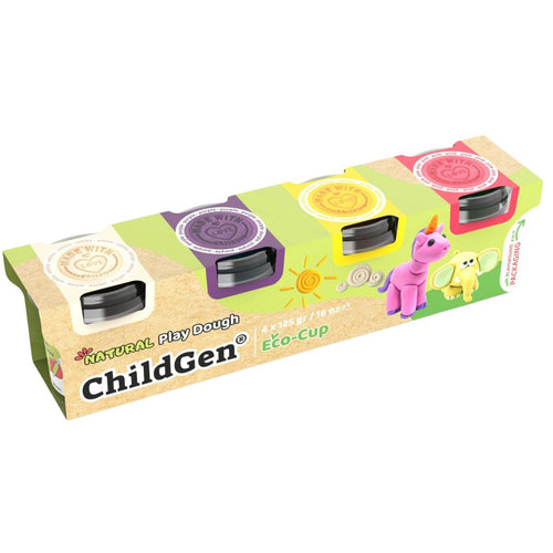 Natürliche Knete in Öko-Bechern – Weiß, Rosa, Violett, Gelb - tablude.com