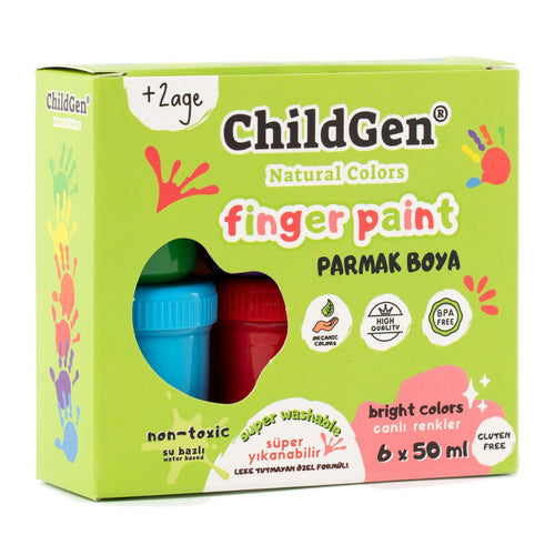 Fingerfarben 6 x 50 ml, leicht abwaschbar - tablude.com