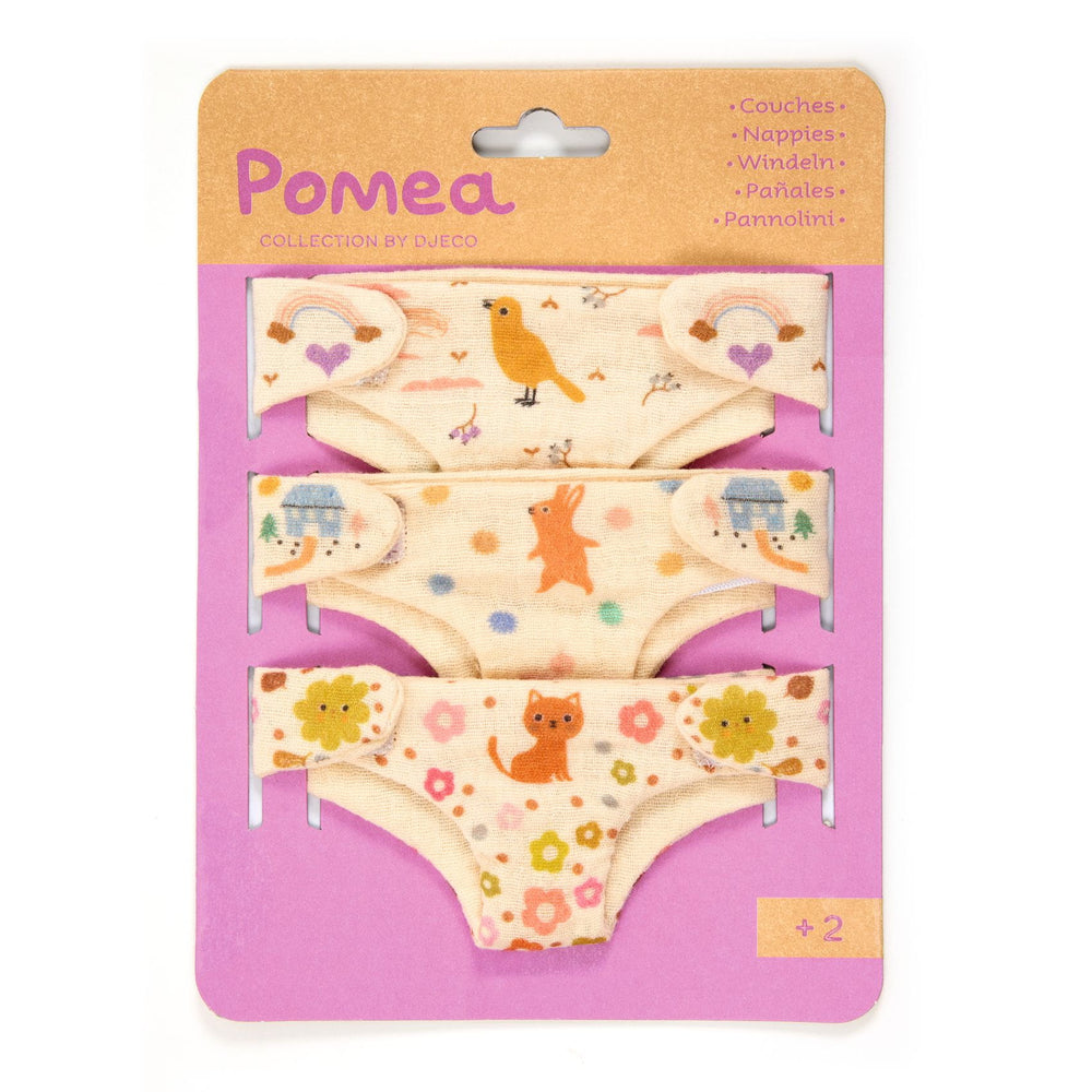 Set mit 3 Windeln für Pomea-Puppen - tablude.com