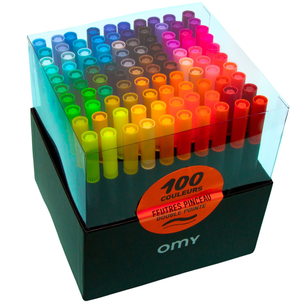 Set mit 100 Filzstiften mit doppelter Spitze - tablude.com