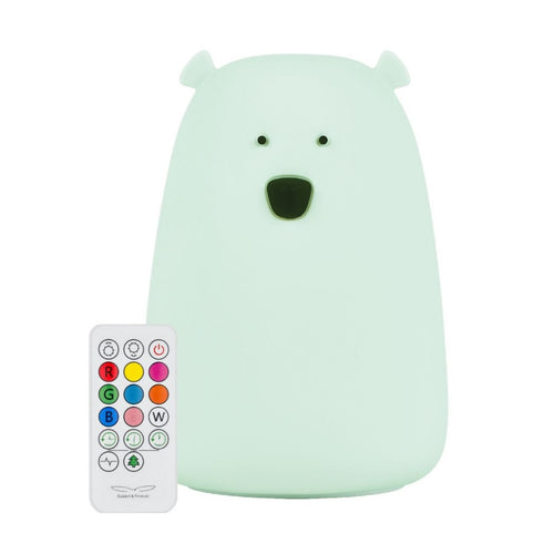 Große Teddybär-Lampe – helles Mintgrün mit Fernbedienung