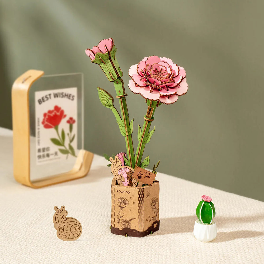 Holzpuzzle 3D DIY Rosa Nelke