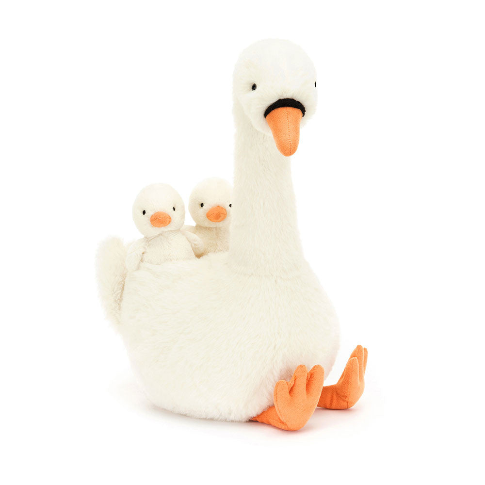 Plüsch-Schwan mit Küken  39 cm - tablude.com