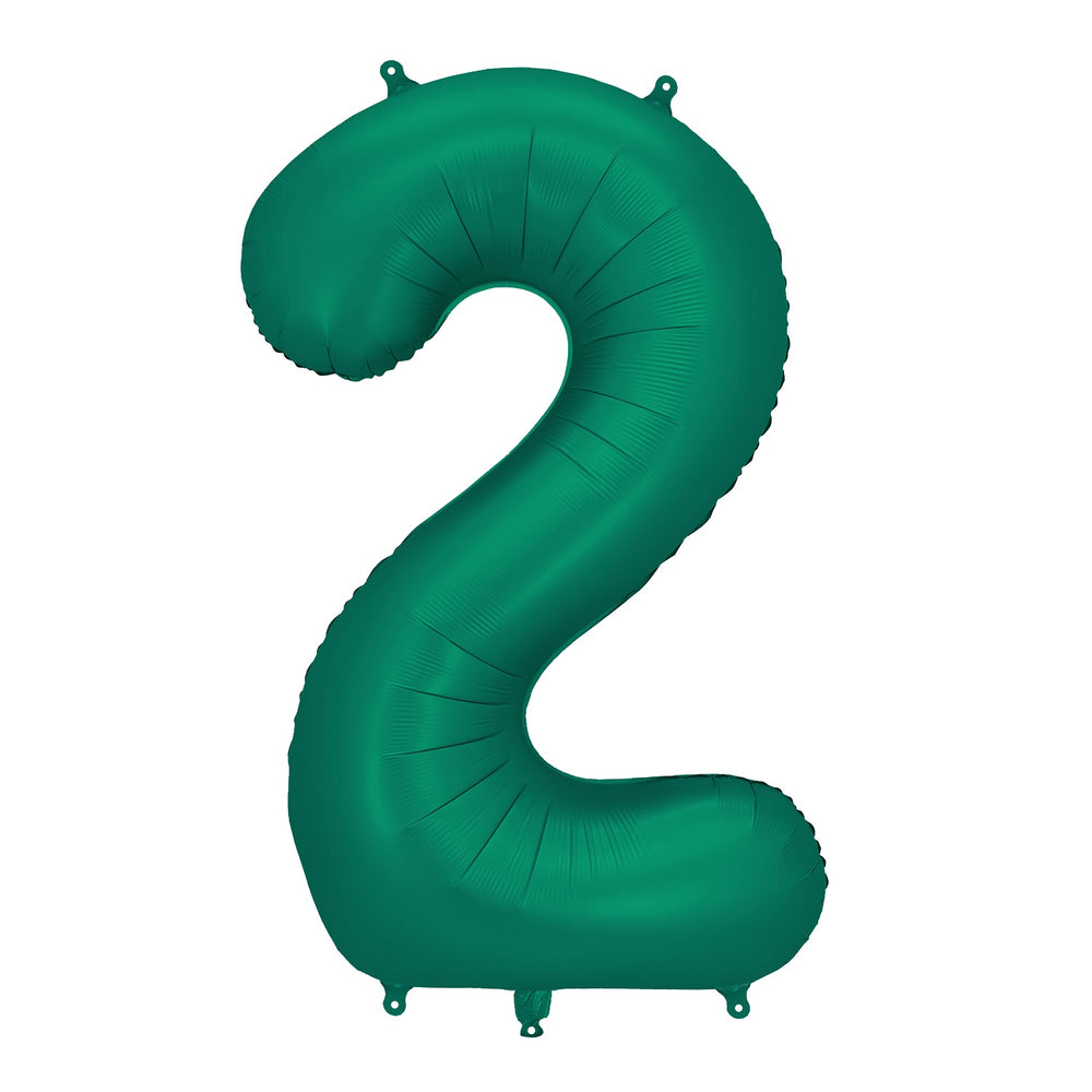 Folienballon 86 cm – Zahl 2, flaschengrün