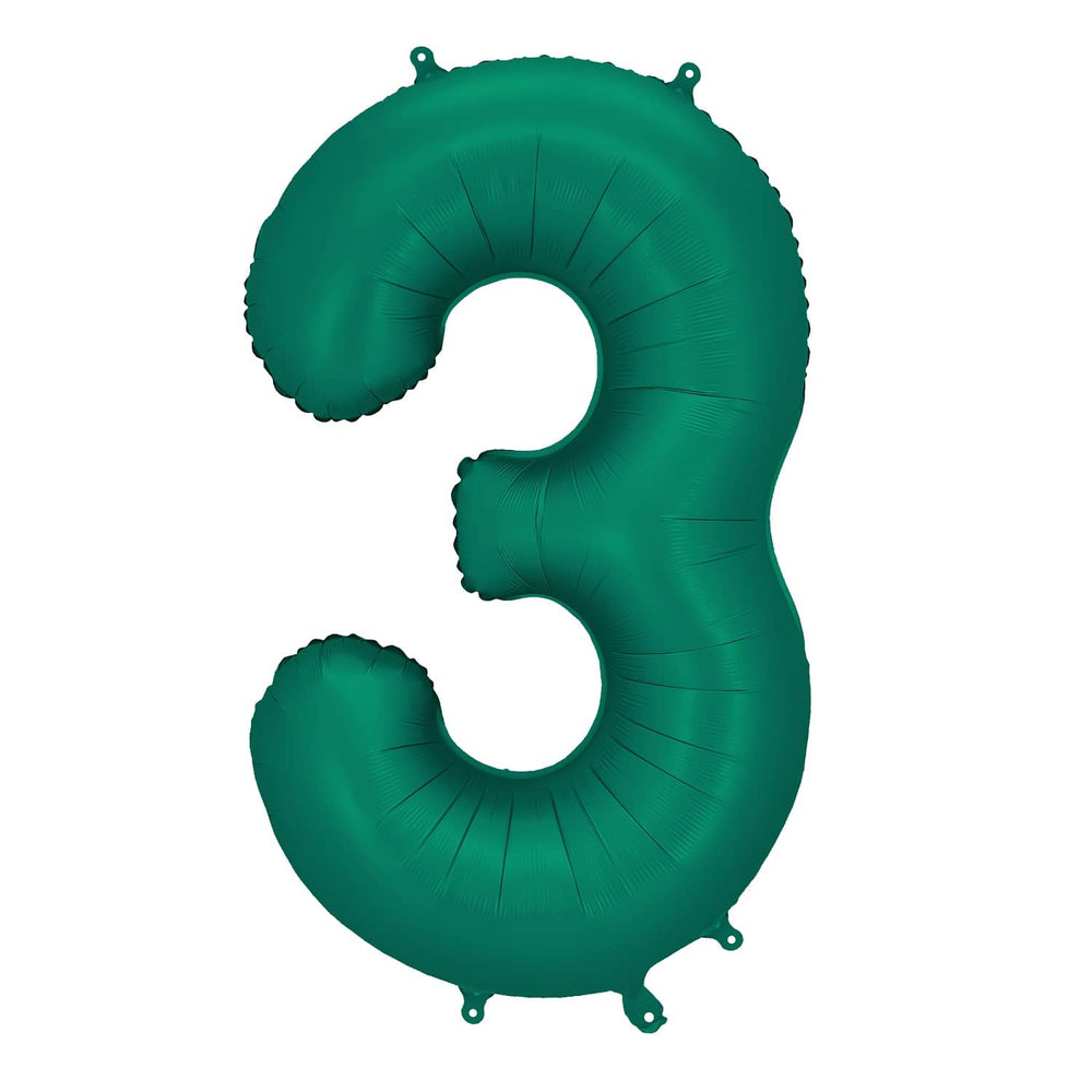 Folienballon 86 cm – Zahl 3, flaschengrün