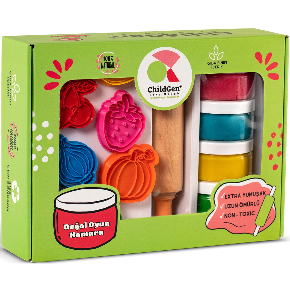 Kreativset, 100 % natürliche Knete und Zubehör – Gemüse und Obst - tablude.com