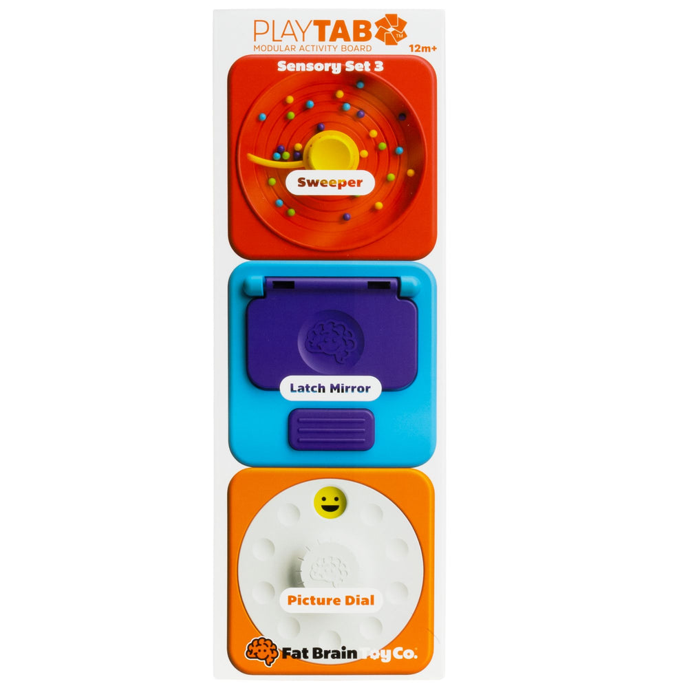 Set mit 3 sensorischen Quadraten mit Kugelschieber PlayTab - tablude.com