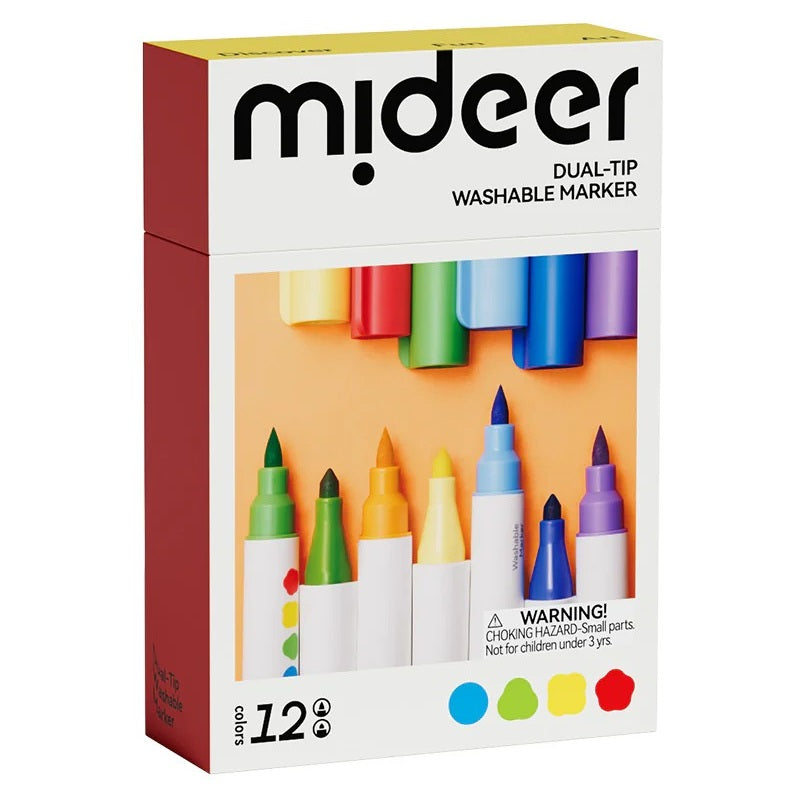 Abwaschbare Marker mit doppelter Spitze – 12 Farben - tablude.com