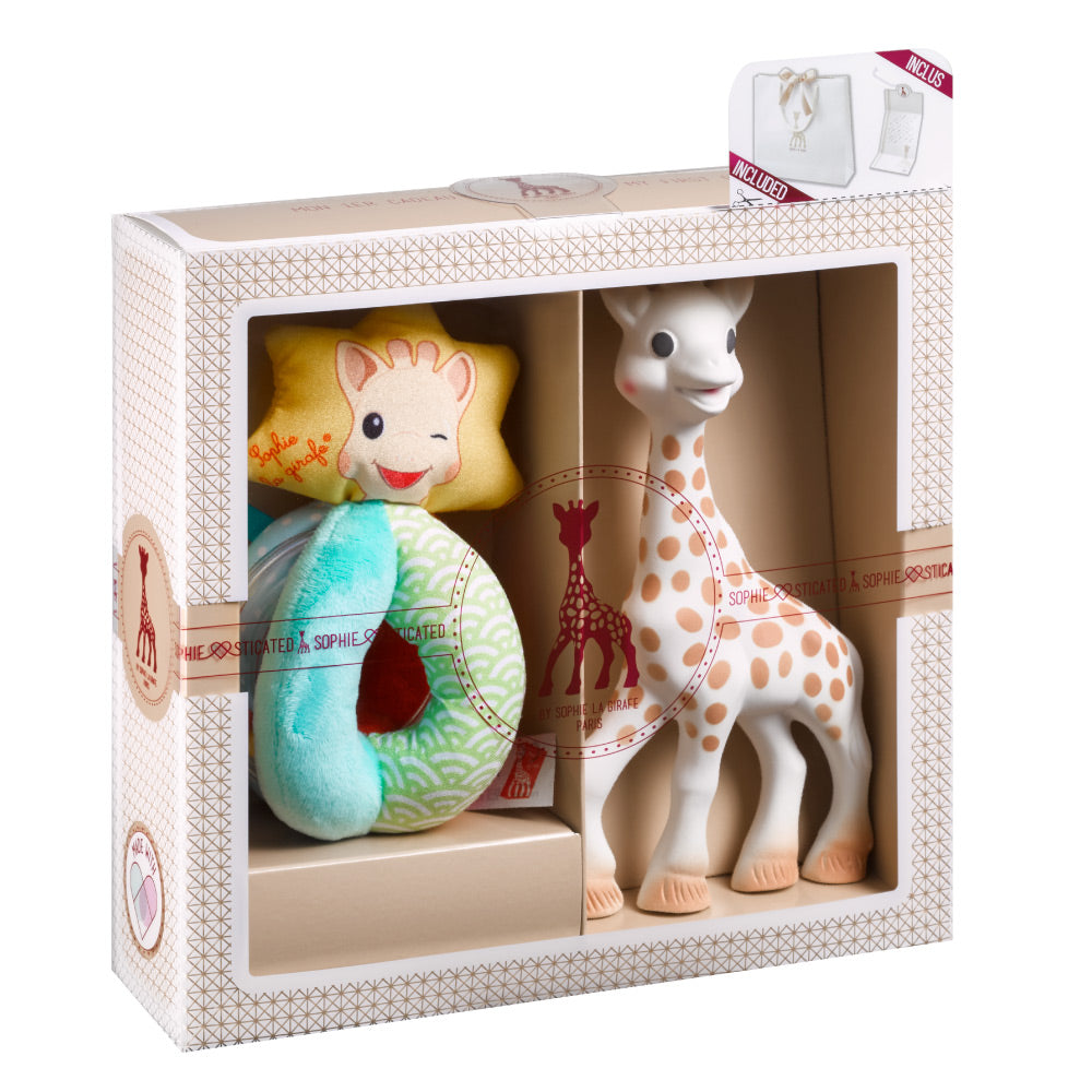 Geschenkset Sophie la girafe mit weicher Rassel - tablude.com