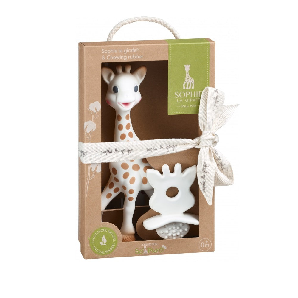 Set So'Pure  - Sophie die Giraffe mit Beißring aus Kautschukharz - tablude.com