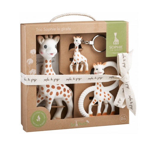 Sophie die Giraffe Dreierpack  – Sophie die Giraffe mit Schlüsselanhänger und Beißring So'Pure - tablude.com
