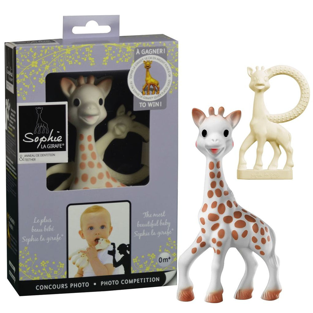 Set Sophie die Giraffe und Beißring in Elfenbeinfarbe - tablude.com