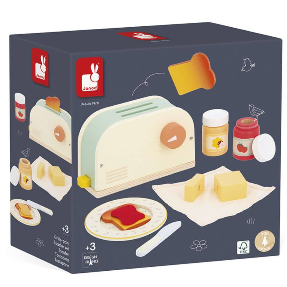 Holz-Frühstücksset mit Toaster und 12 Accessoires – Shiny Grandma