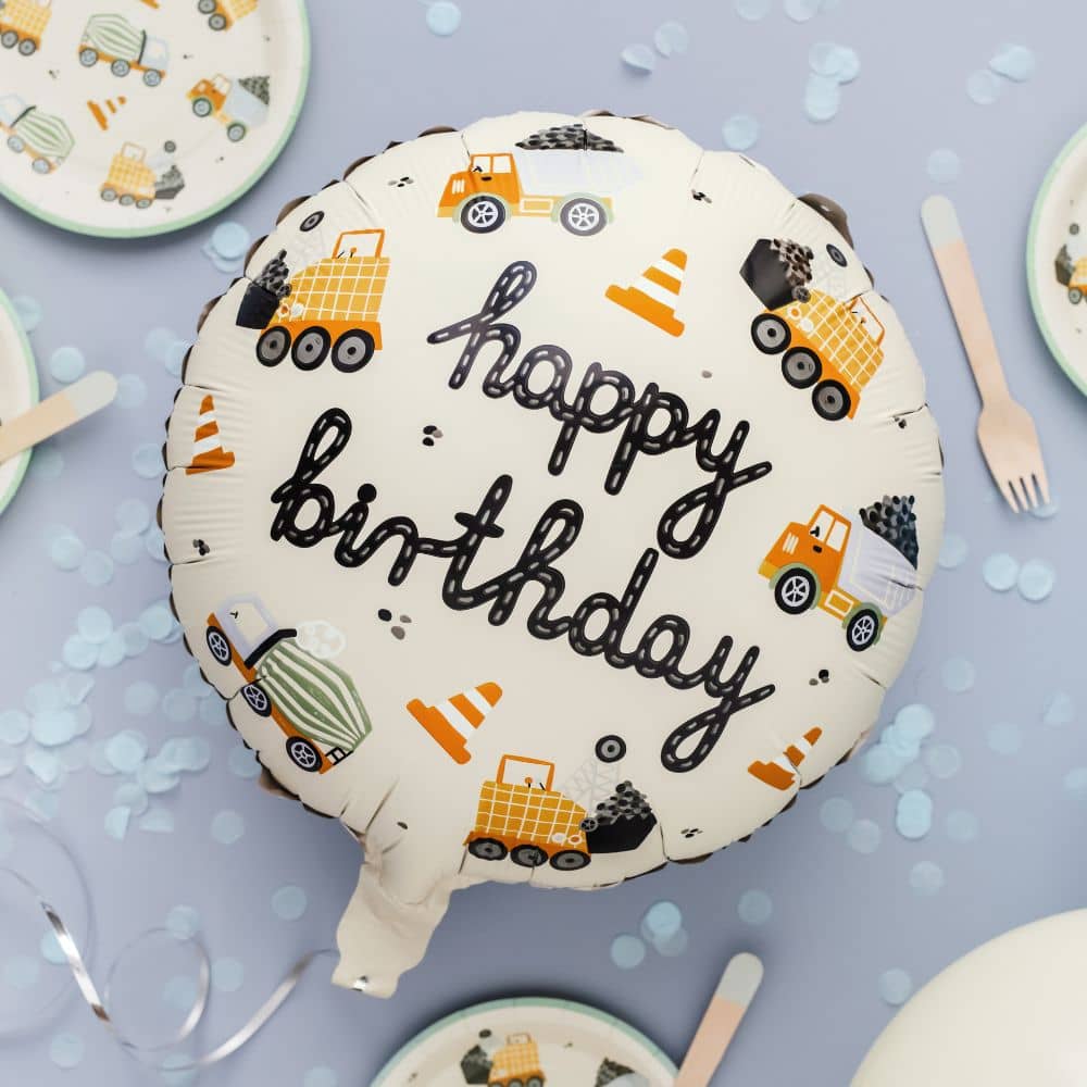 Folienballon – Baufahrzeuge Happy Birthday 45 cm