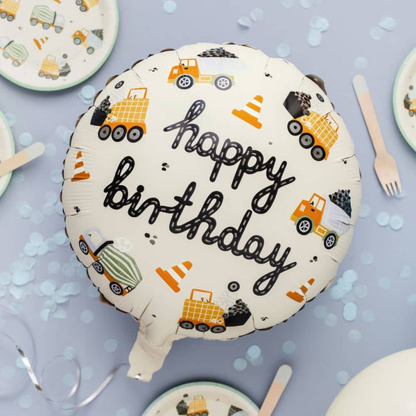 Folienballon – Baufahrzeuge Happy Birthday 45 cm