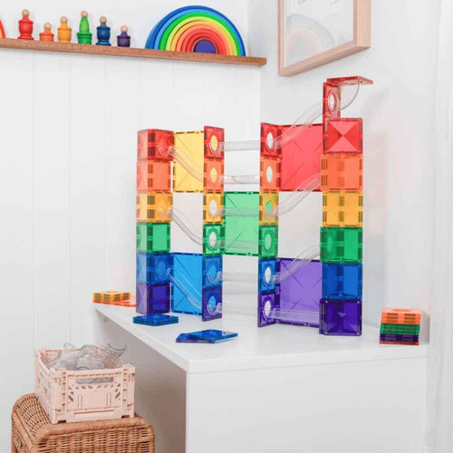 Klocki magnetyczne kulodrom Connetix - Rainbow Super Ball Run Pack 134 el.