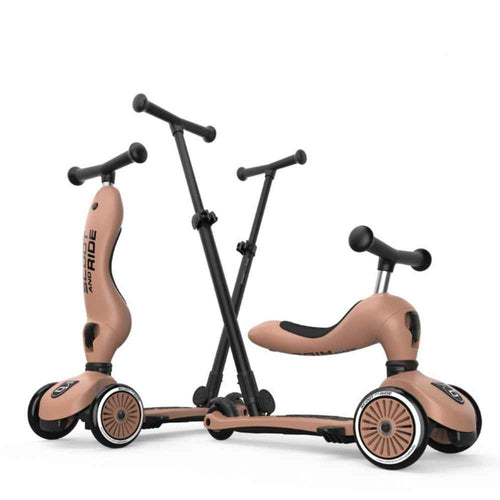 Jeździk i hulajnoga z rączką do prowadzenia Highwaykick 1 Push and Go 2w1 SCOOTANDRIDE 1-5 lat - Mocha