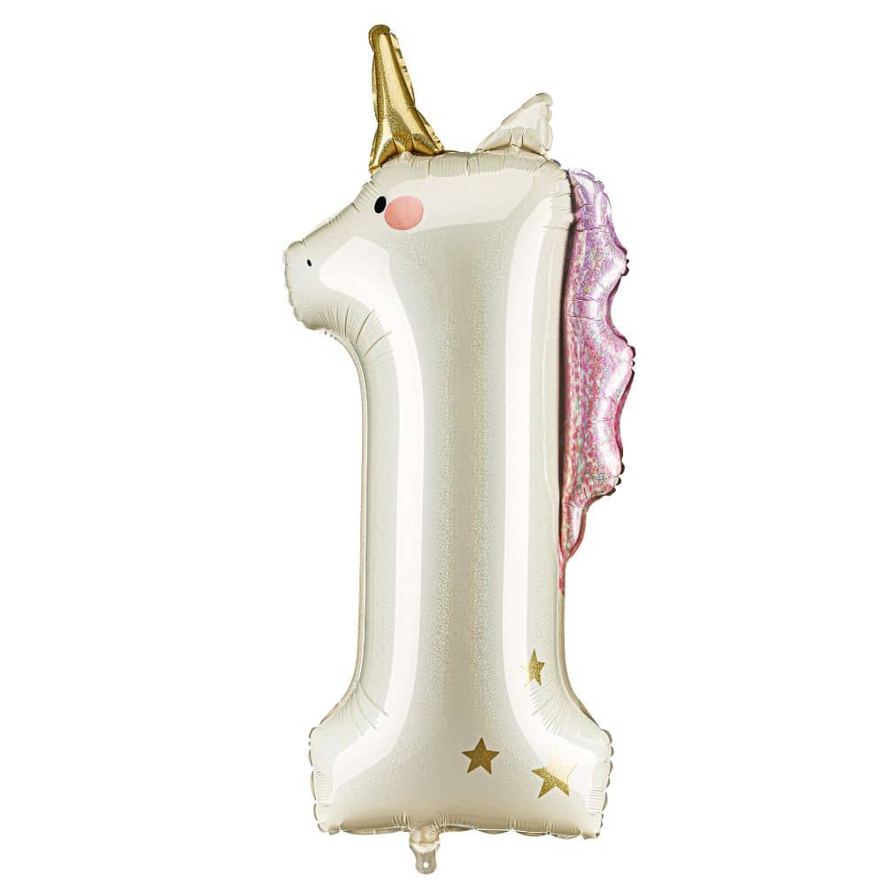 Folienballon 93 cm – Zahl 1 Einhorn