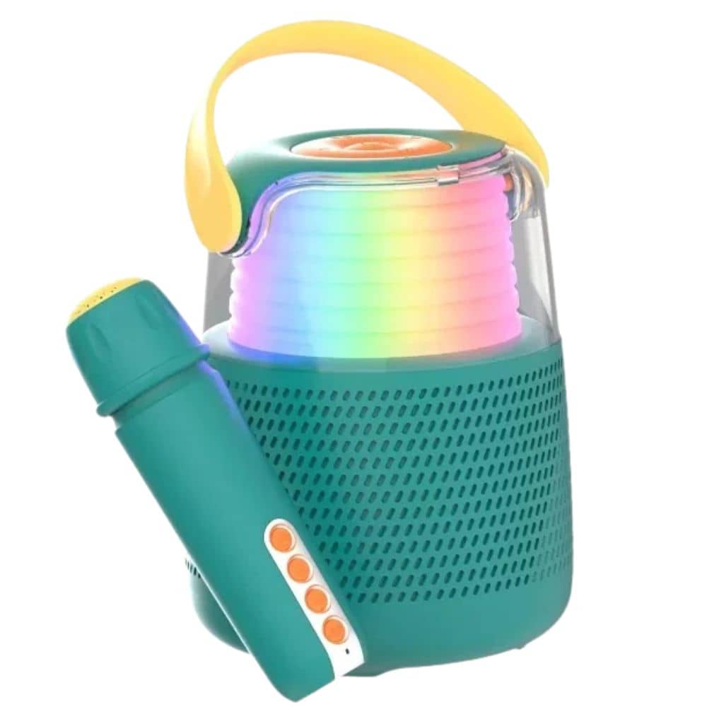 Karaoke-Set mit Mikrofon und Lautsprecher mit LED-Beleuchtung – blau