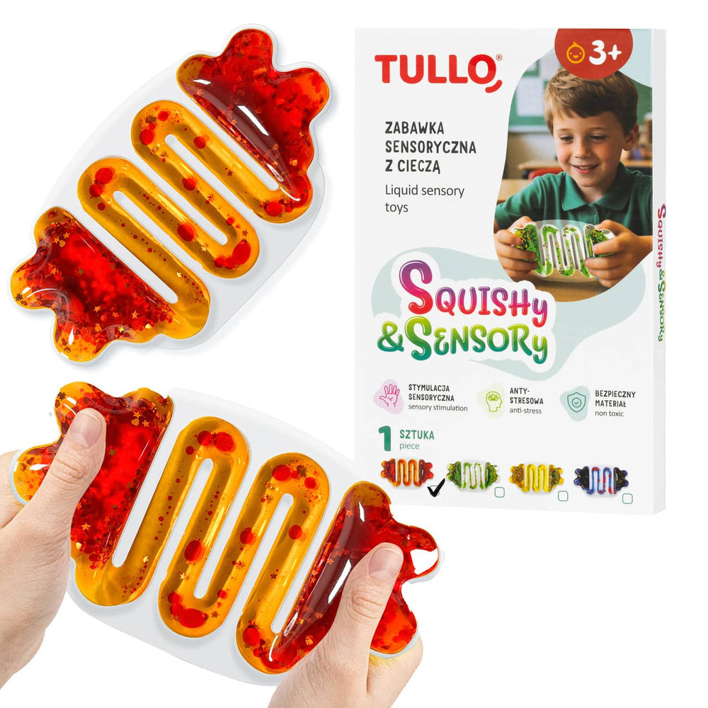 Sensorischer Squishy-Knetball mit Flüssigkeit – orange