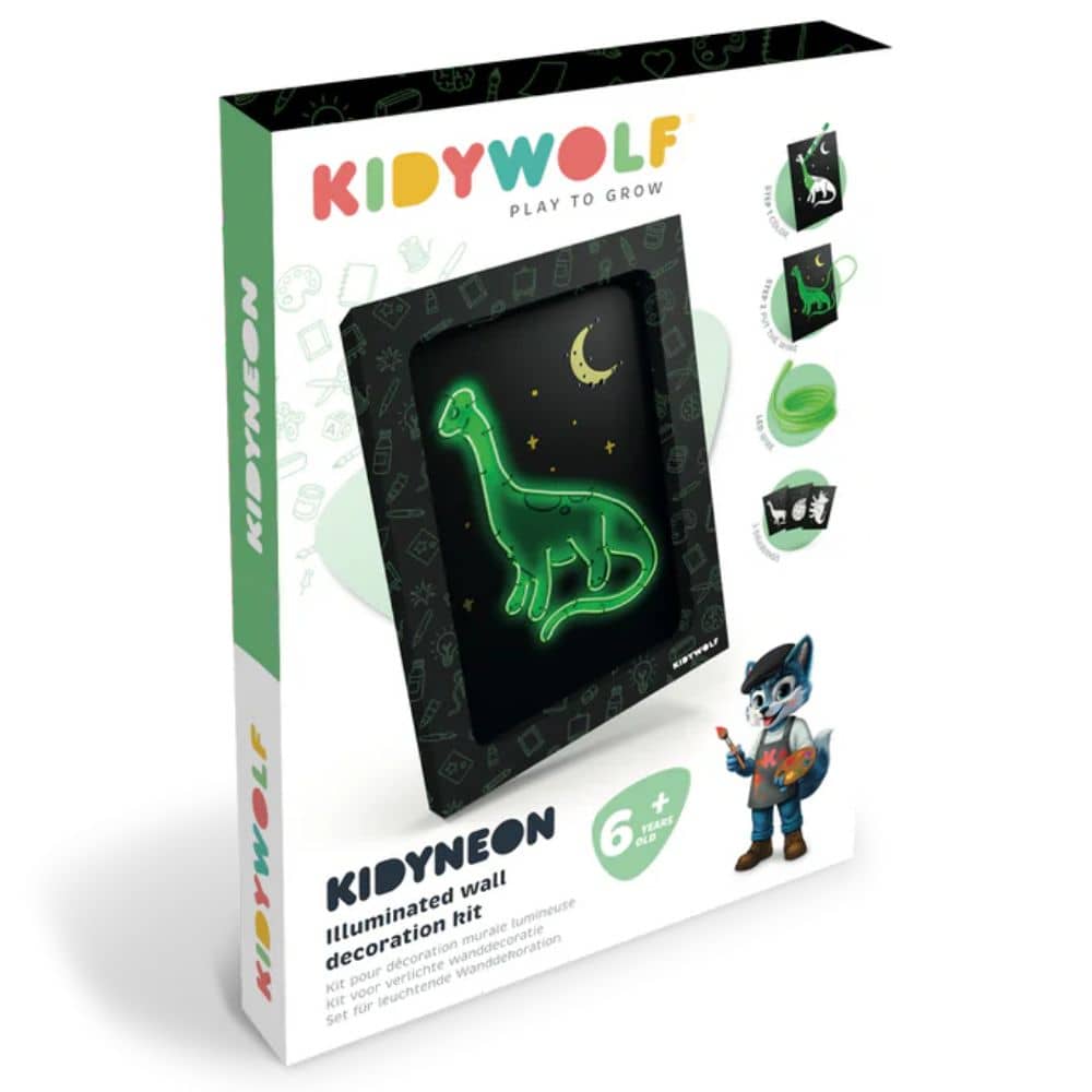 Set zum Basteln einer leuchtenden Wanddekoration – Kidyneon Dinosaurier, 3 Stück