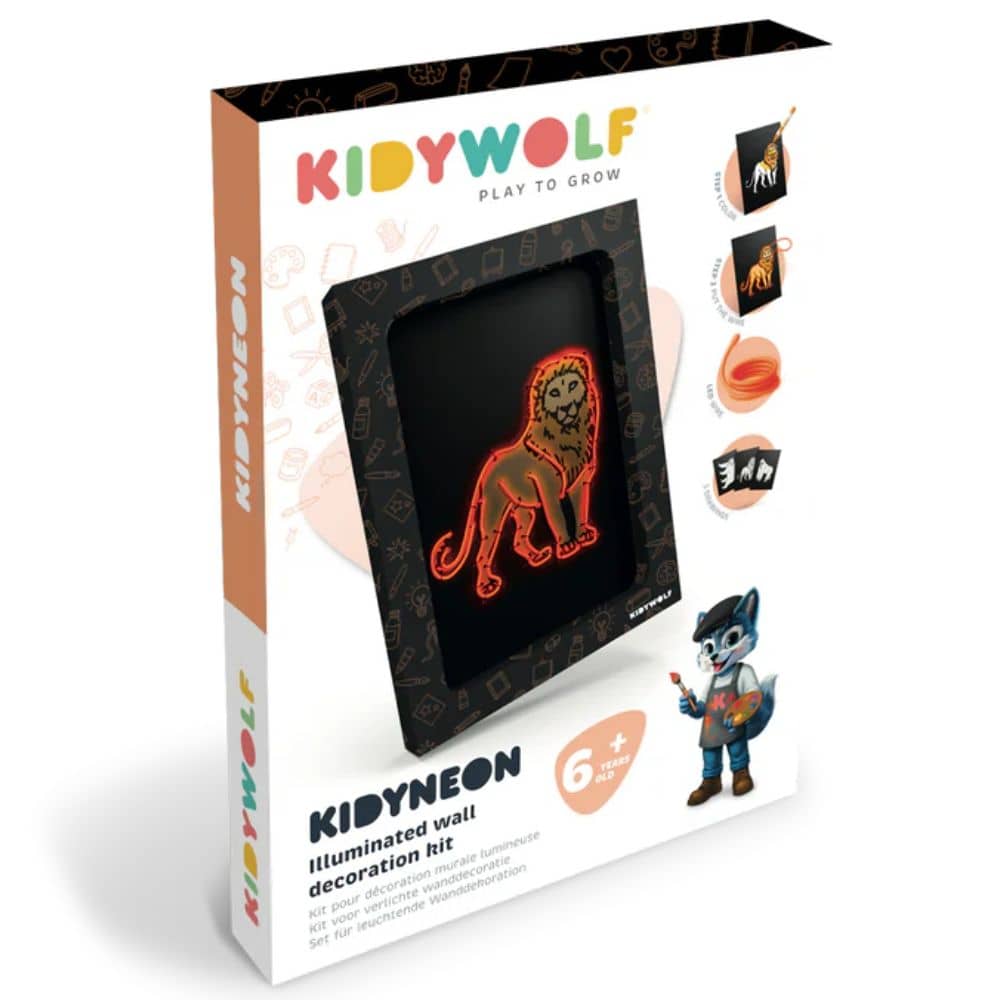 Set zum Basteln einer leuchtenden Wanddekoration – Kidyneon Tiere, 3 Stück